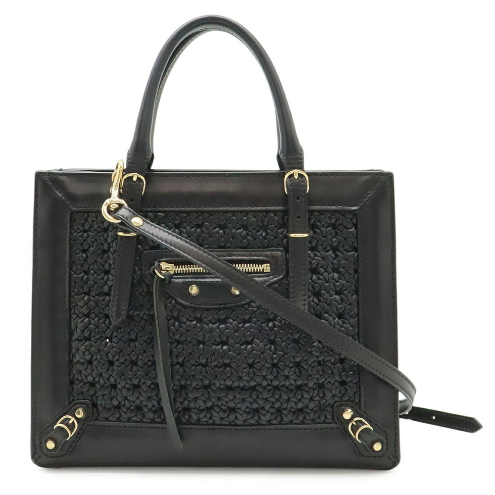 BALENCIAGA Mini Paper Handbag/Shoulder Bag, Leather, Black, Mirror Missing, I...
